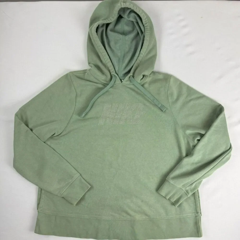 Nike Women's Sage Green Sparkle Logo Hoodie - M